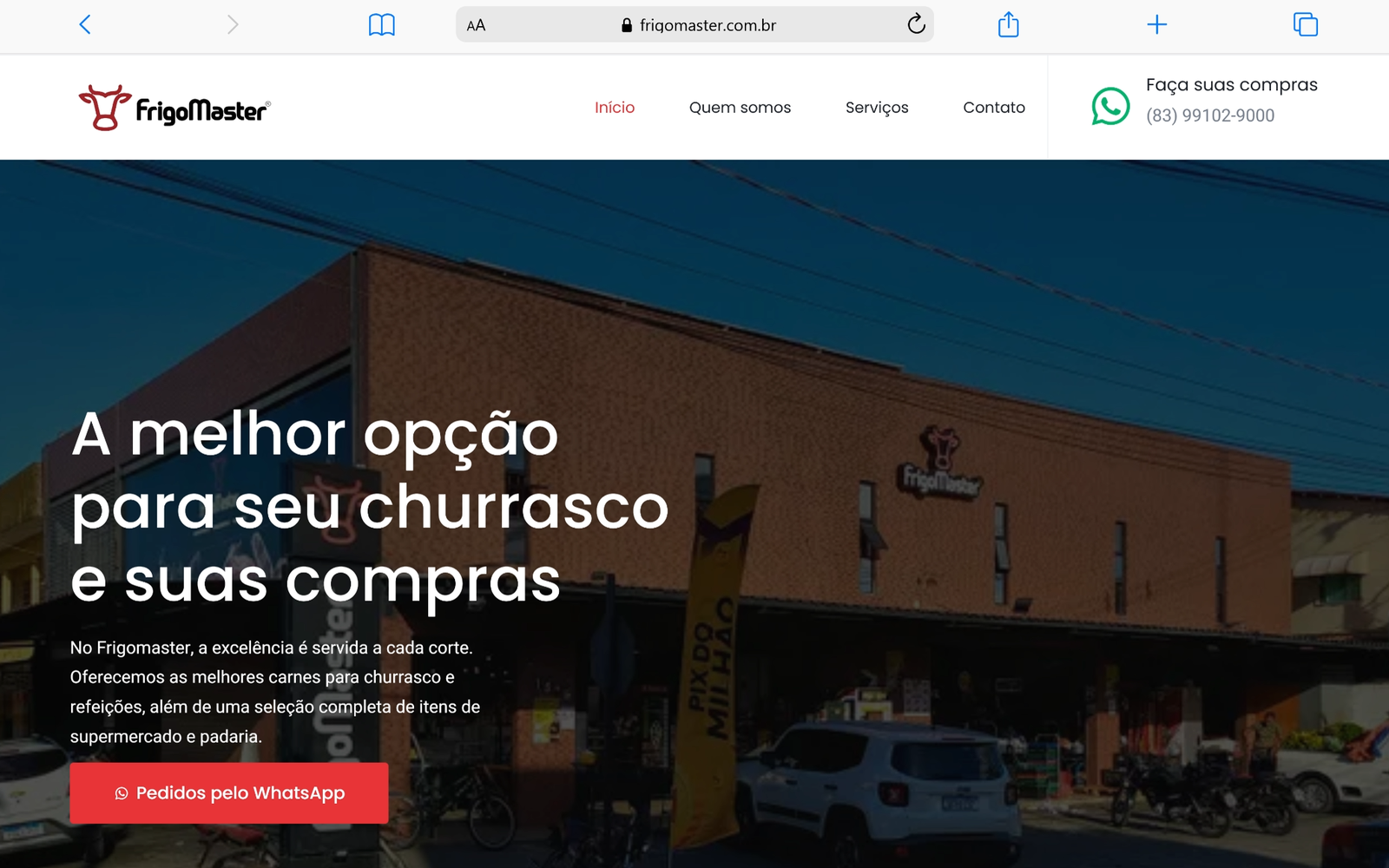 Site do FrigoMaster, projeto de criação de site da Raio Local em João Pessoa